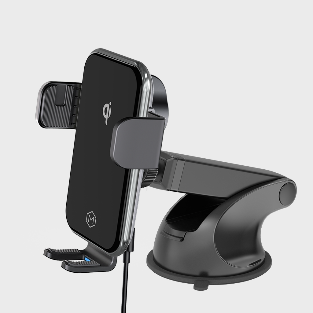 Auto Grip Fast Wireless Car Charger Mount With Telescopic Suction Cup Mount - Qi-Certified