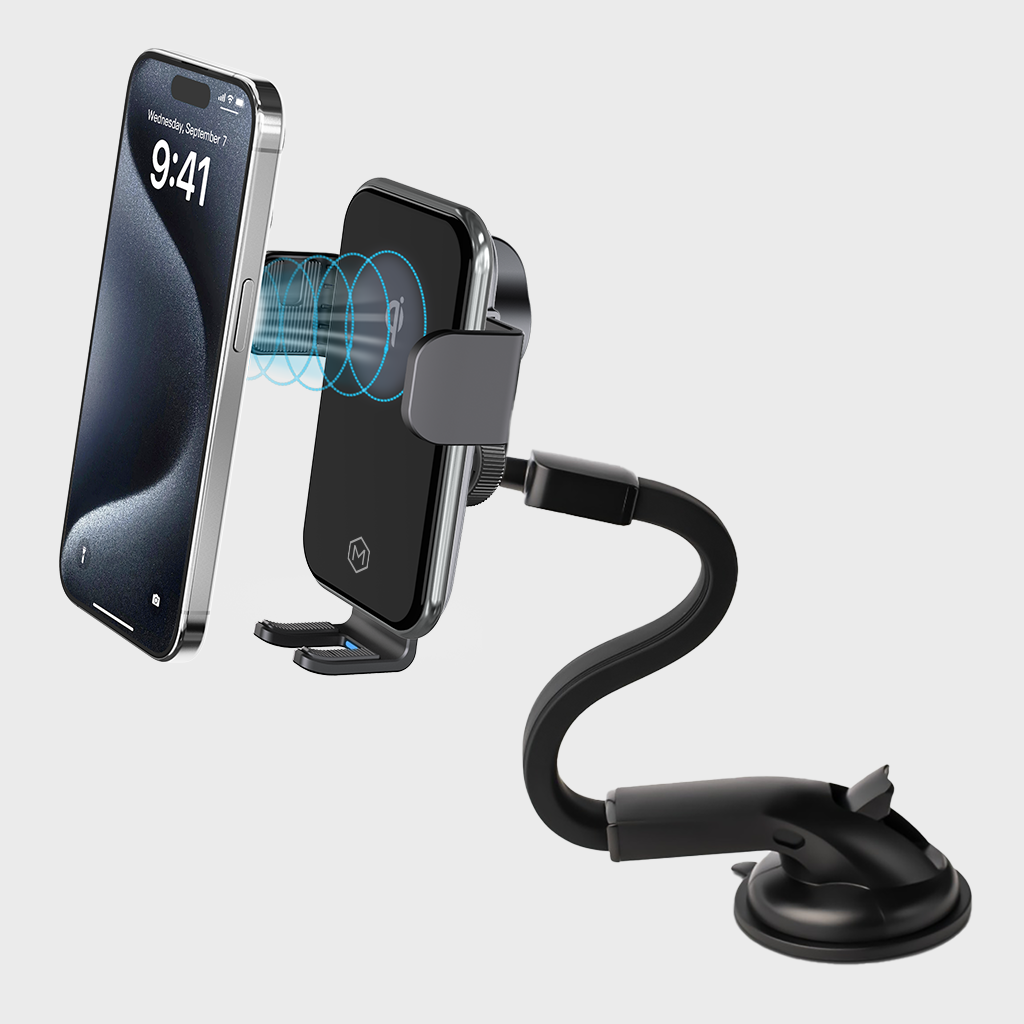 Auto Grip Fast Wireless Car Charger Mount With Gooseneck Mount - Qi-Certified